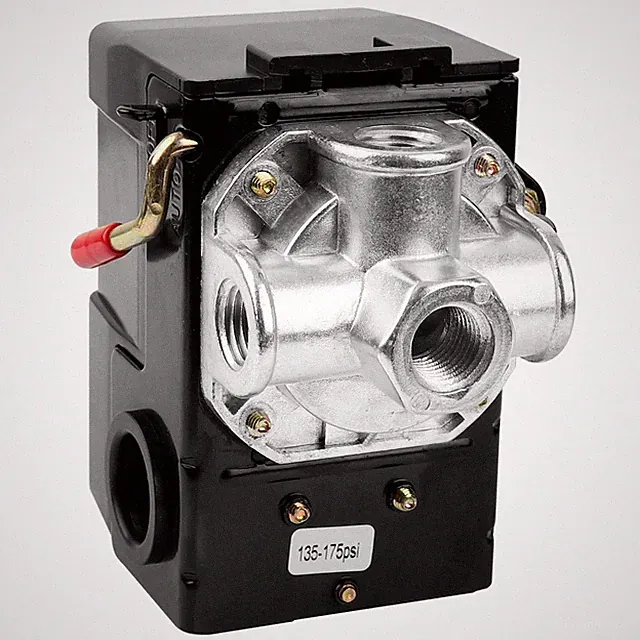 Air-Compressor Pressure Switch 135-175 psi 4 Port 26 Amp 220V, with Adjustabl...
