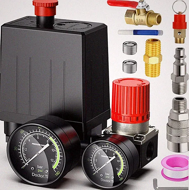 Air Compressor Pressure Switch Control Valve with 4 Way Valve Air Pressure Regul