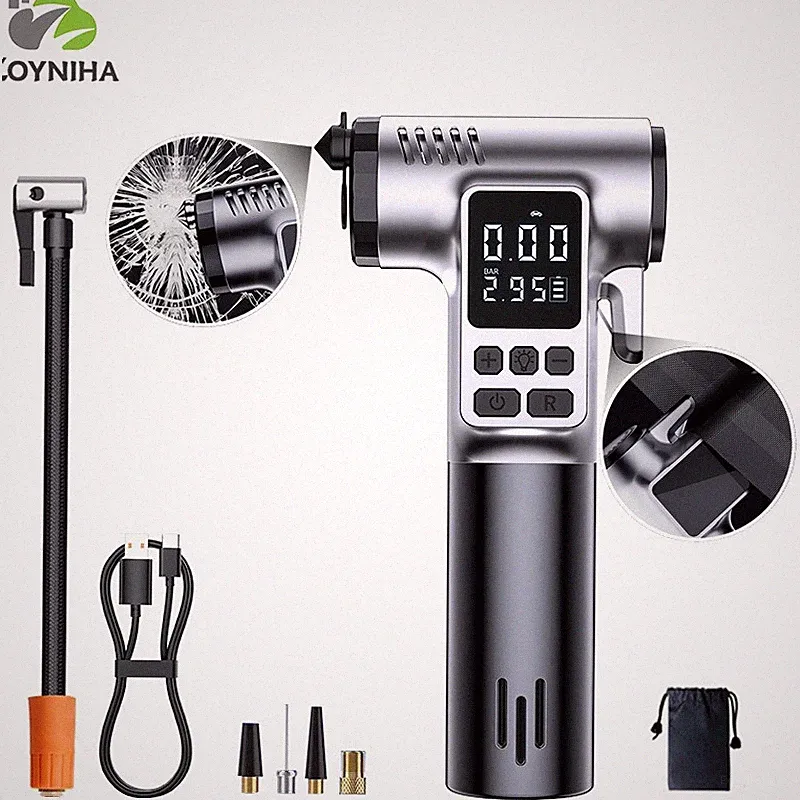Cordless Tire Inflator Emergency Escape Tools Fast Bike Car Air Compressor Pump