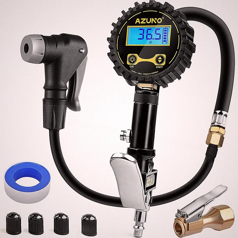 Digital Bicycle Tire Inflator Gauge with Auto-Select Valve - Presta and Schra...