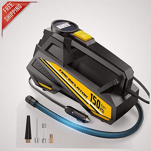 High-Performance Tire Inflator with Auto Shut-off & LED Flashlight - 150 PSI