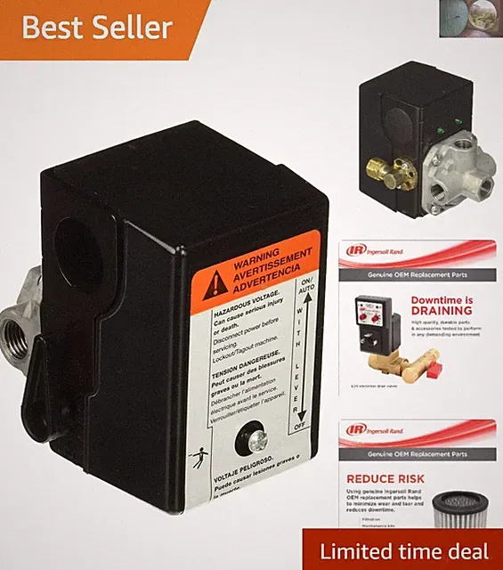 Ingersoll-Rand OEM Pressure Switch for 5 HP Single Phase Compressors - Durable
