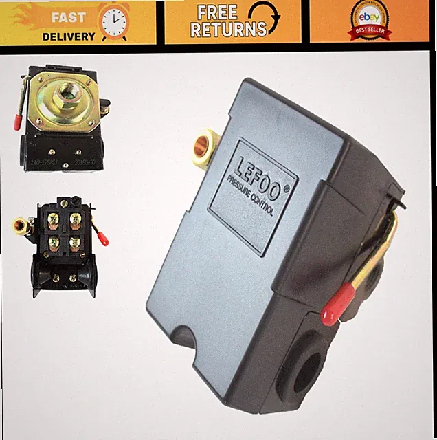 Single Port Air Pressure Switch 110-150 PSI, 20 Amp Auto/Off Cut-Out Lever